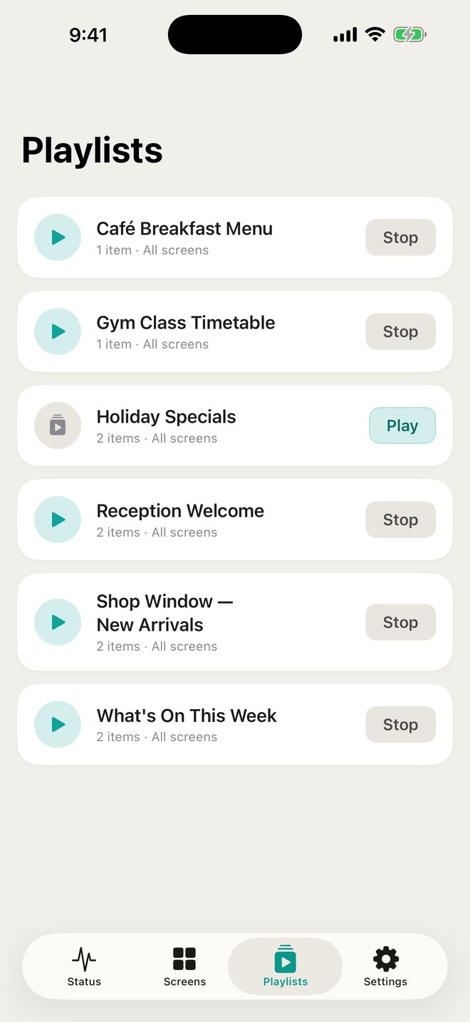 iPhone app playlists page